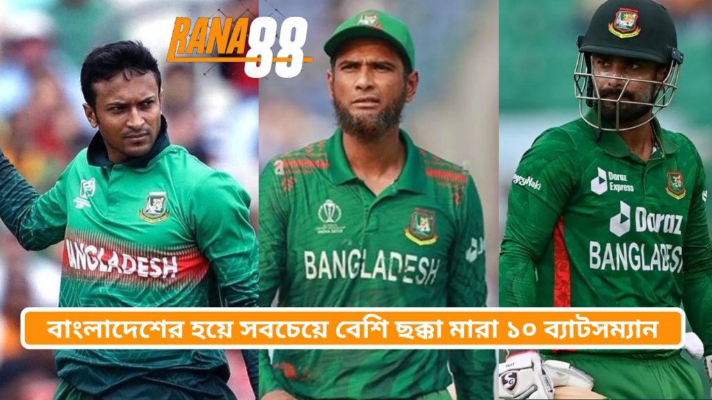 Top 10 Bangladesh Batters with Most Sixes